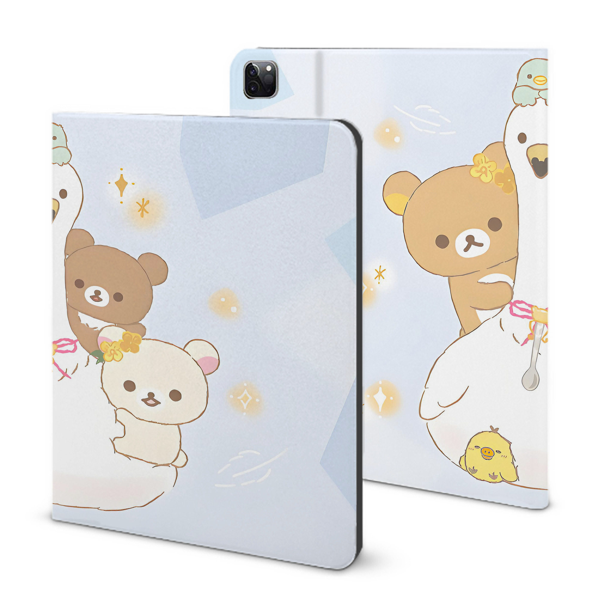 （画像用） リラックマ リラックマ キイロイトリ Rilakkuma Korilakkuma Kiiroitori IPad ケース ブック型 PUレザー TPU 耐衝撃 軽量 薄型 ペン収納なし 全面保護 IPad 各モデル対応